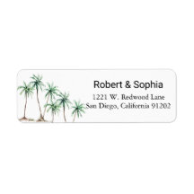 Modern Waterverf Palmboom Retouradreslabel
