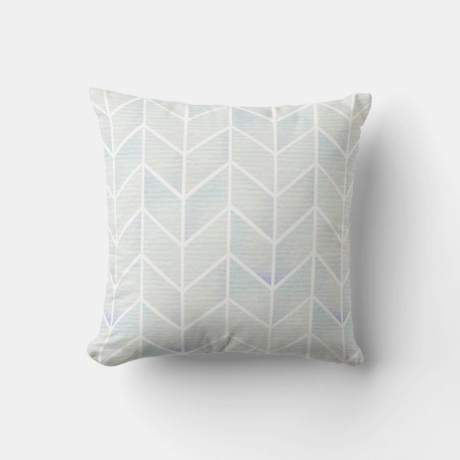 Modern waterverf pastel mint chevron patroon kussen (Voorkant)