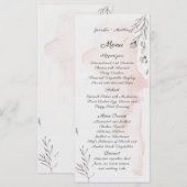 Modern Waterverf Perzik en Grijs Bloem Menu (Voorkant / Achterkant)