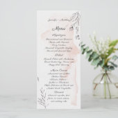Modern Waterverf Perzik en Grijs Bloem Menu (Staand voorkant)