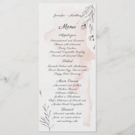 Modern Waterverf Perzik en Grijs Bloem Menu