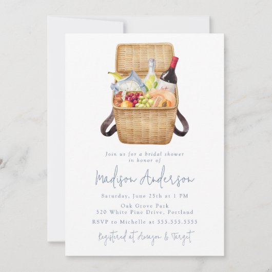 Modern Waterverf Picknickmand Vrijgezellenfeest Kaart (Voorkant)