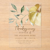 Modern Waterverf pompoen Thanksgiving diner Acryl Uitnodigingen (Voorkant)