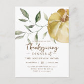 Modern Waterverf pompoen Thanksgiving diner Briefkaart (Voorkant)