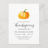 Modern Waterverf pompoen Thanksgiving diner Briefkaart (Voorkant)