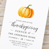 Modern Waterverf pompoen Thanksgiving diner Briefkaart