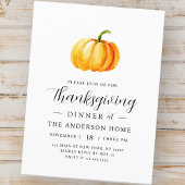 Modern Waterverf pompoen Thanksgiving diner Briefkaart