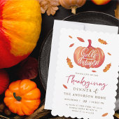 Modern Waterverf pompoen Thanksgiving diner Kaart