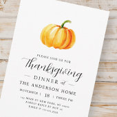 Modern Waterverf pompoen Thanksgiving diner Kaart