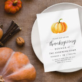 Modern Waterverf pompoen Thanksgiving diner Kaart