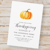 Modern Waterverf pompoen Thanksgiving diner Kaart