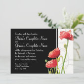 Modern Waterverf Rood Klaproos Swirls Zwart Kaart (Staand voorkant)