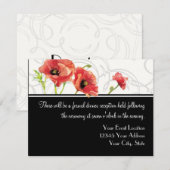 Modern Waterverf Rood Klaproos Swirls Zwart Kaart (Voorkant / Achterkant)