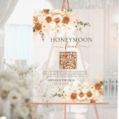 Modern Waterverf Roos QR Code Honeymoon Fund Acryl Bord