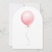 Modern Waterverf Roze Ballon Baby shower Kaart (Achterkant)
