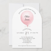 Modern Waterverf Roze Ballon Baby shower Kaart (Voorkant)