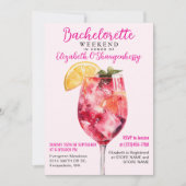 Modern Waterverf Roze Drink Bachelorette Weekend Kaart (Voorkant)