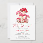 Modern Waterverf Roze Paddenstoel Baby shower Kaart (Voorkant)