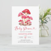 Modern Waterverf Roze Paddenstoel Baby shower Kaart (Staand voorkant)