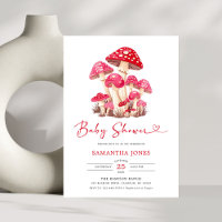 Modern Waterverf Roze Paddenstoel Baby shower