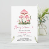 Modern Waterverf Roze Paddenstoel Baby shower Kaart (Staand voorkant)
