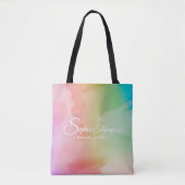 Modern Waterverf Script Rainbow Pastel - Canvas ta Tote Bag (Voorkant)