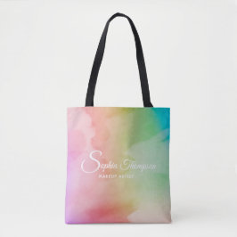 Modern Waterverf Script Rainbow Pastel - Canvas ta Tote Bag