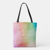 Modern Waterverf Script Rainbow Pastel - Canvas ta Tote Bag (Achterkant)