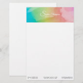 Modern Waterverf script Rainbow Pastel Stationery Briefpapier (Voorkant / Achterkant)