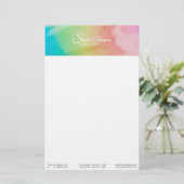 Modern Waterverf script Rainbow Pastel Stationery Briefpapier (Staand voorkant)