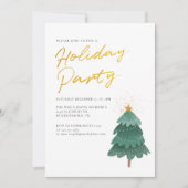 Modern Waterverf Script Tree Christmas Party Kaart (Voorkant)