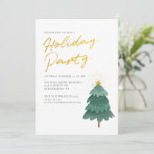 Modern Waterverf Script Tree Christmas Party Kaart (Staand voorkant)