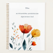 Modern Waterverf Sinaasappel Wildflowers Afspraak Planner (Voorkant)