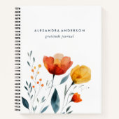 Modern Waterverf Sinaasappel Wildflowers Minimal Notitieboek (Voorkant)