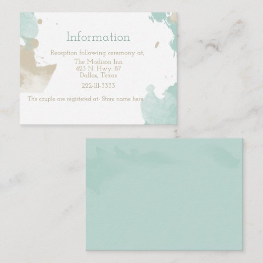 Modern Waterverf Splashes Behuizing Kaart (Voorkant / Achterkant)