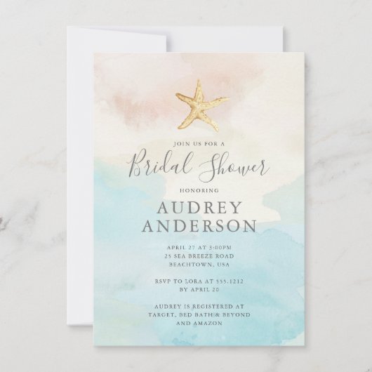 Modern Waterverf strand thema Vrijgezellenfeest Kaart (Voorkant)