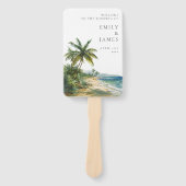 Modern Waterverf Tropical Beach Wedding Programma Handwaaier (Voorkant)