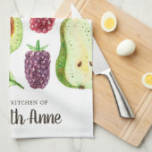 Modern Waterverf Tropical Fruits Food Script Naam Theedoek (Quarter Fold)