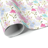 Modern Waterverf Wildbloem Patroon Cadeaupapier (Rol Hoek)