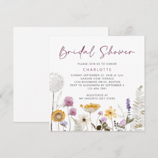 Modern Waterverf Wildflower Vrijgezellenfeest Kaart (Voorkant / Achterkant)