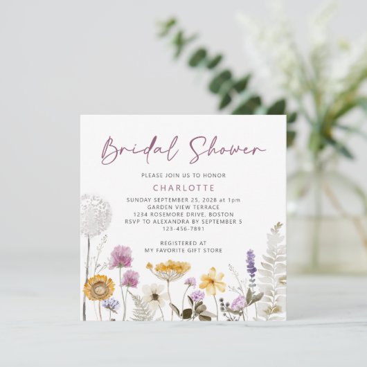 Modern Waterverf Wildflower Vrijgezellenfeest Kaart (Staand voorkant)