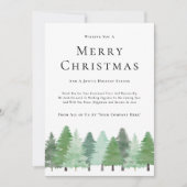 Modern Waterverf Woodland Business Christmas Feestdagenkaart (Voorkant)