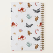 Modern Waterverf Zee leven gepersonaliseerd Notitieboek (Achterkant)