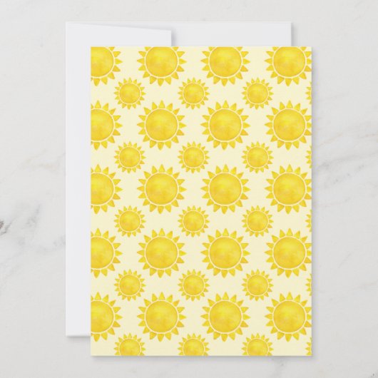 Modern Waterverf Zonneschijn 1e Verjaardagsuitnodi Kaart (Achterkant)