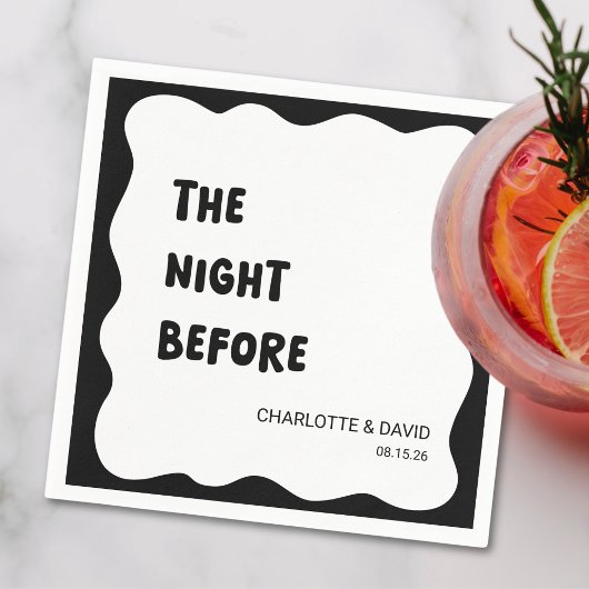 Modern Wave Border zwart-wit repetitie diner Servet