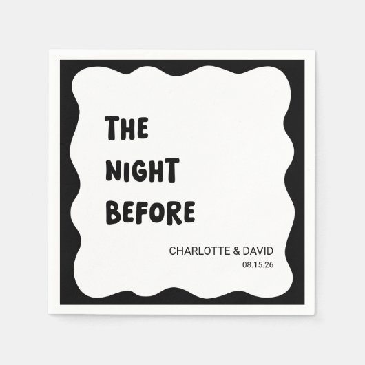 Modern Wave Border zwart-wit repetitie diner Servet (Voorkant)