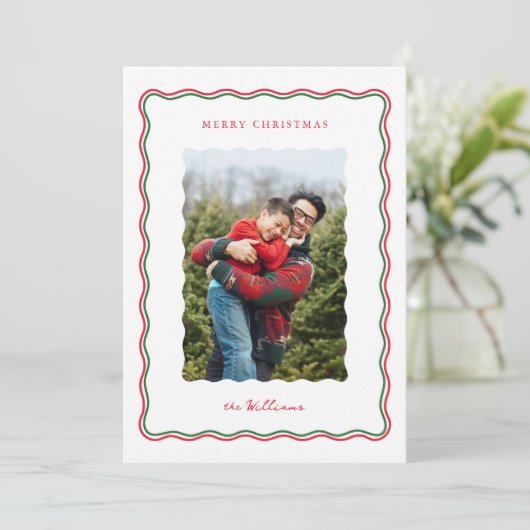 Modern wave Flat Holiday Card Feestdagenkaart (Staand voorkant)