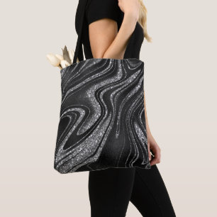 Modern Wave Glitter Tote Bag
