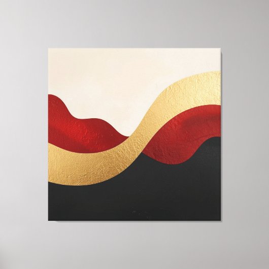 Modern Wave Gold Red Black  Canvas Afdruk (Voorkant)