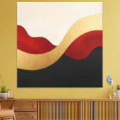 Modern Wave Gold Red Black  Canvas Afdruk (Insitu (Woonkamer))